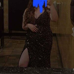 Black and gold prom dress